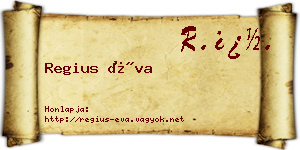 Regius Éva névjegykártya